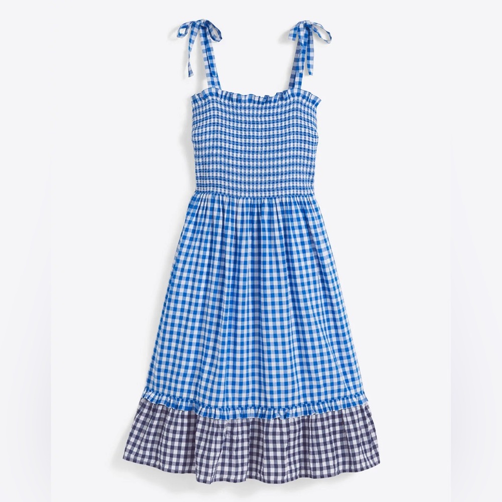 NWT - Draper James - Taylor Smocked Dress in Blue Gingham XXL